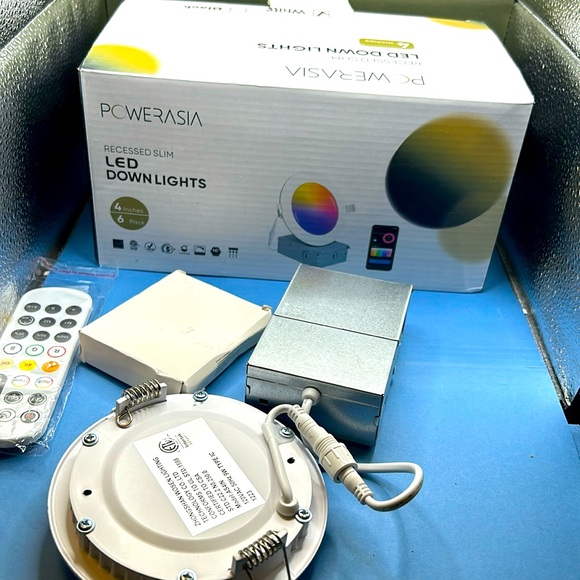 7 Pack Black Smart Recessed Lighting 4 Inch, Ultra-Thin 4 Inch LED Recessed - Picture 1 of 11